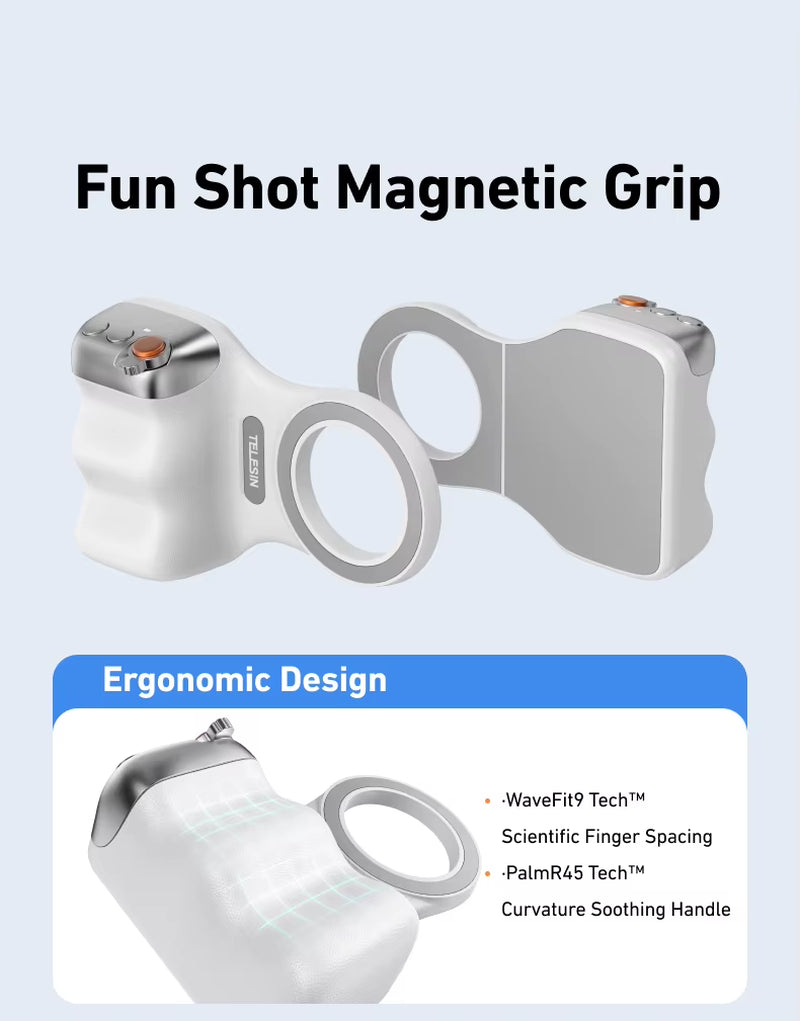 TELESIN Magnetic Phone Camera Shoot Hand Grip Phone Holder Shooting Aid Remote Control Handle for Iphone HUAWEI SAMSUNG Phone